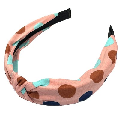 Bentita, coronita par roz din material textil cu buline  si  nod decorativ BP06 Bentita, coronita par roz din material textil cu buline  si  nod decorativ BP06