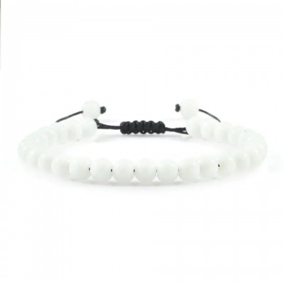 Bratara unisex cu pietre semipretioase albe BRB002 Bratara unisex cu pietre semipretioase albe BRB002