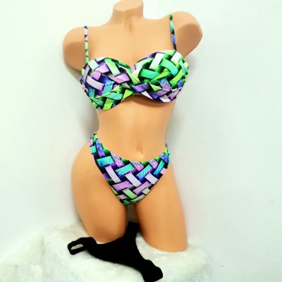 Costum de Baie  din doua piese cu sutien push up bretele detasabile slip normal + CADOU slip tanga CBD034 Costum de Baie  din doua piese cu sutien push up bretele detasabile slip normal + CADOU slip tanga CBD034