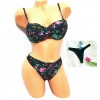 Costum de Baie  din doua piese cu sutien push up bretele detasabile slip normal + CADOU slip tanga CBD035