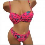 Costum de Baie  din doua piese cu sutien push up bretele detasabile slip normal + CADOU slip tanga CBD035