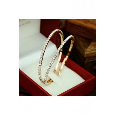 Cercei eleganti rotunzi aurii cu strasuri CW02 Cercei eleganti rotunzi aurii cu strasuri CW02