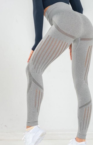 Colanti Dama Sport gri-deschis cu talie inalta si gauri pe laterale  BLUECHHO CDFIT013 Colanti Dama Sport gri-deschis cu talie inalta si gauri pe laterale  BLUECHHO CDFIT013