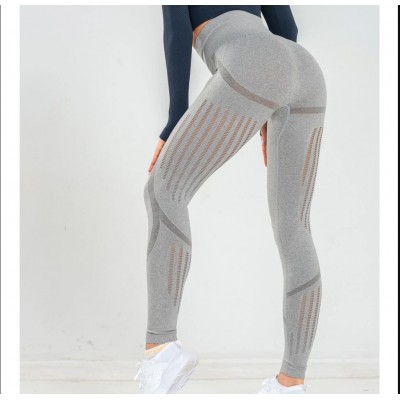 Colanti Dama Sport gri-deschis cu talie inalta si gauri pe laterale  BLUECHHO CDFIT013 Colanti Dama Sport gri-deschis cu talie inalta si gauri pe laterale  BLUECHHO CDFIT013