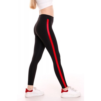 Colanti Fitness Dama Negri cu dunga laterala Red CDFIT033 Colanti Fitness Dama Negri cu dunga laterala Red CDFIT033