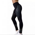 Colanti Dama Sport  negri lungi cu talie inalta  si linii laser fluorescente Glow in Dark CDFIT051