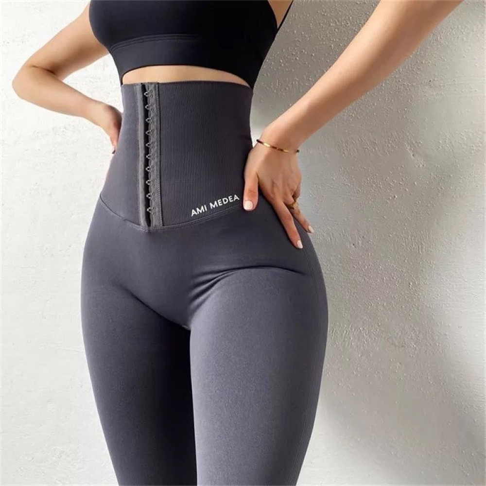 Colanti Dama Sport Modelatori cu Corset in talie gri CDFIT062