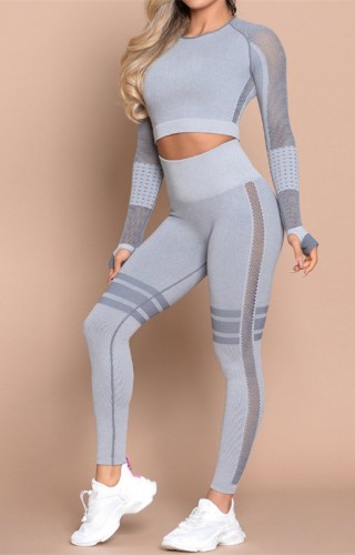 Compleu Sport Fitness Colanti si Bluza Crop Gri SFIT002 Compleu Sport Fitness Colanti si Bluza Crop Gri SFIT002