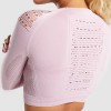 Compleu Fitness Sport roz Colanti si Bluza scurta cu perforatii SFIT011