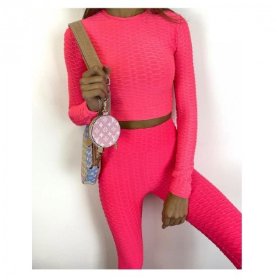 Set Fitness Fucsia Sport cu bluza maneca lunga si colanti modelatori cu talie inalta SFIT023 Set Fitness Fucsia Sport cu bluza maneca lunga si colanti modelatori cu talie inalta SFIT023