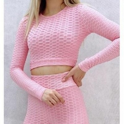 Set Fitness Roz Deschis Sport cu bluza maneca lunga si colanti modelatori cu talie inalta SFIT023 Set Fitness Roz Deschis Sport cu bluza maneca lunga si colanti modelatori cu talie inalta SFIT023