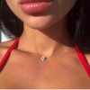 Colier Choker  Dama Argintiu cu Fir Elastic Transparent si Cristal Rotund cu Reflexii Multicolore COL074