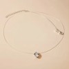 Colier Choker  Dama Argintiu cu Fir Elastic Transparent si Cristal Rotund cu Reflexii Multicolore COL074