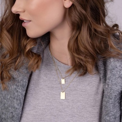 Set doua coliere aurii placate cu aur galben de 14 k cu pandantiv geometric STCOL086 Set doua coliere aurii placate cu aur galben de 14 k cu pandantiv geometric STCOL086