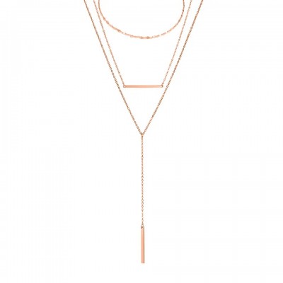 Set trei coliere aurii placate cu aur roz de 14 k cu pandantiv STCOL088