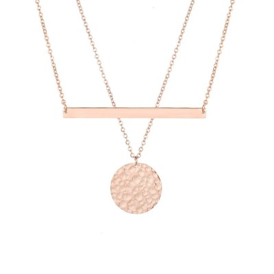 Set doua coliere roz aurii placate cu aur roz de 14 k cu pandantiv  STCOL093 Set doua coliere roz aurii placate cu aur roz de 14 k cu pandantiv  STCOL093