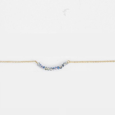 Colier auriu placat cu aur galben de 14 K cu perle albastre COL101 Colier auriu placat cu aur galben de 14 K cu perle albastre COL101