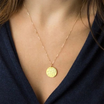 Colier auriu placat cu aur galben de 14 k cu pandativ rotund COL103 Colier auriu placat cu aur galben de 14 k cu pandativ rotund COL103