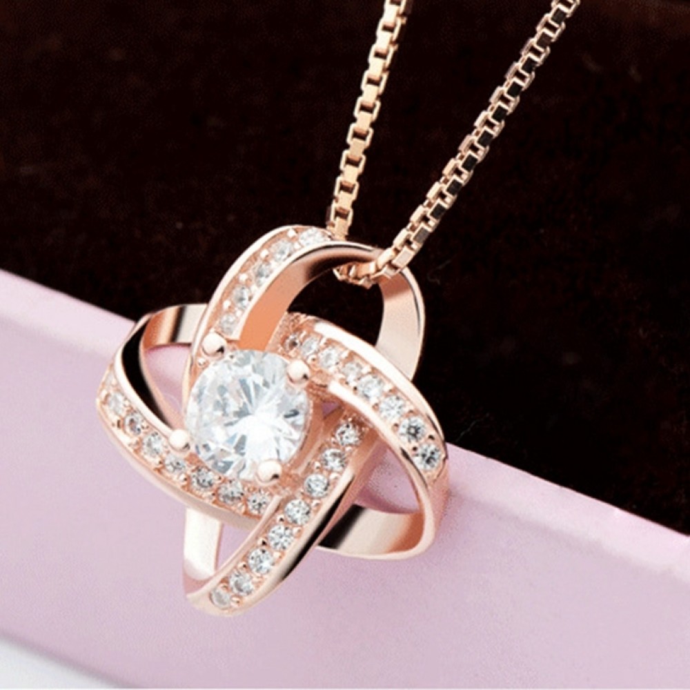 Colier dama rose gold cu inimioara si strasuri COL044