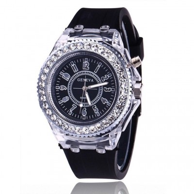 Ceas Dama Negru cu lumini Geneva CDGV015 Ceas Dama Negru cu lumini Geneva CDGV015