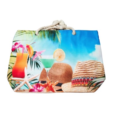 Geanta dama de plaja din material textil cu imprimeu sezon estival GDPJ008 Geanta dama de plaja din material textil cu imprimeu sezon estival GDPJ008