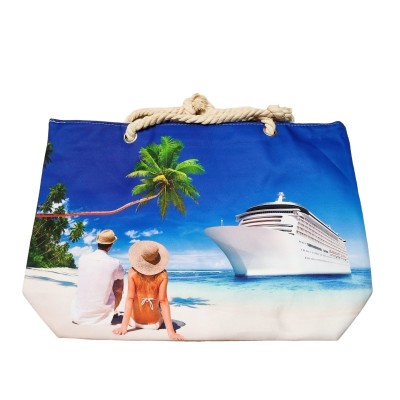 Geanta dama de plaja din material textil cu imprimeu sezon estival GDPJ009 Geanta dama de plaja din material textil cu imprimeu sezon estival GDPJ009