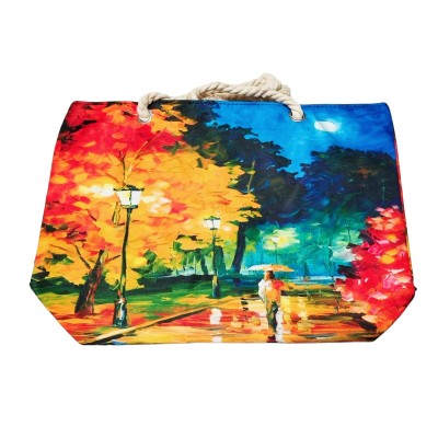 Geanta dama de plaja din material textil cu imprimeu sezon estival GDPJ013 Geanta dama de plaja din material textil cu imprimeu sezon estival GDPJ013