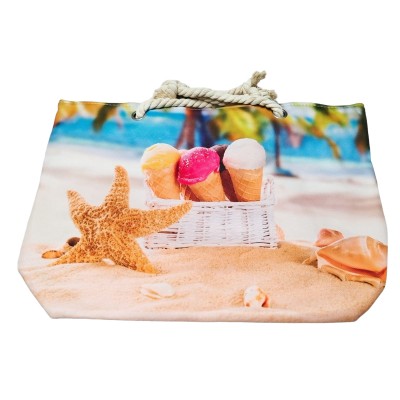 Geanta dama de plaja din material textil cu imprimeu sezon estival GDPJ015 Geanta dama de plaja din material textil cu imprimeu sezon estival GDPJ015