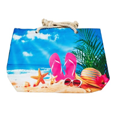 Geanta dama de plaja din material textil cu imprimeu sezon estival GDPJ016 Geanta dama de plaja din material textil cu imprimeu sezon estival GDPJ016