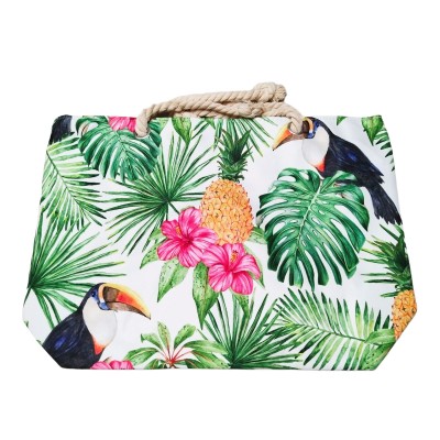 Geanta dama de plaja din material textil cu imprimeu sezon estival GDPJ018 Geanta dama de plaja din material textil cu imprimeu sezon estival GDPJ018
