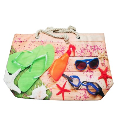 Geanta dama de plaja din material textil cu imprimeu sezon estival GDPJ019 Geanta dama de plaja din material textil cu imprimeu sezon estival GDPJ019