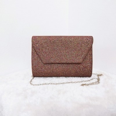 Geanta Eleganta clutch movie cu particule multicolore stralucitoare si bareta din lant detasabila  ACGD367