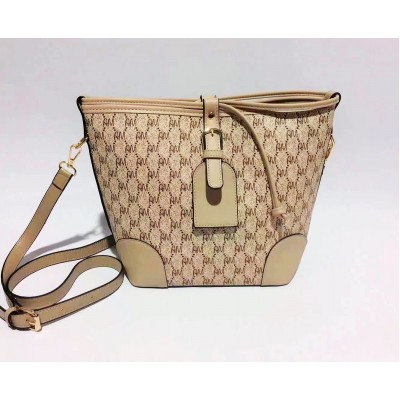 Geanta eleganta bej dama din piele eco cu imprimeu litere catarama snur si bareta detasabila ACGD395