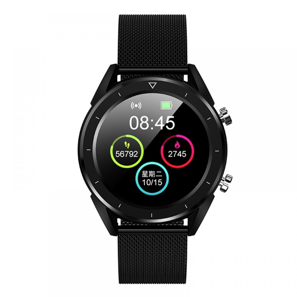 Ceas Smartwatch SUPER PREMIUM Negru cu curea de metal Karen SWDT28