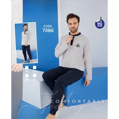 Pijama barbati vatuita batal din 2 piese bluza gri si pantaloni lungi negri PJB06 Pijama barbati vatuita batal din 2 piese bluza gri si pantaloni lungi negri PJB06