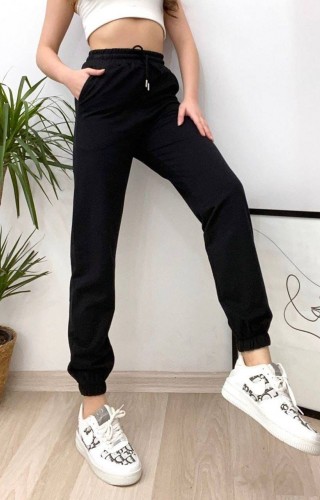 Pantaloni Trening Dama negri fashion cu talie inalta  PTD02