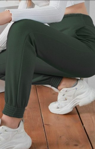 Pantaloni Trening Dama verde inchis deschis fashion cu talie inalta  PTD02 Pantaloni Trening Dama verde inchis deschis fashion cu talie inalta  PTD02