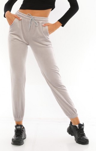 Pantaloni Trening Dama gri deschis fashion cu talie inalta PTD03 Pantaloni Trening Dama gri deschis fashion cu talie inalta PTD03