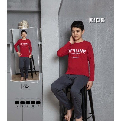 Pijama baieti cu bluza Rosie cu imprimeu maneca lunga si pantaloni lungi negri PJCB05 Pijama baieti cu bluza Rosie cu imprimeu maneca lunga si pantaloni lungi negri PJCB05