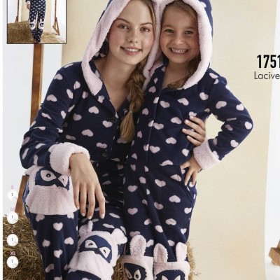 Salopeta Fetite Bleumarin Cocolino cu Gluga Buzunare Imprimeu Iepuras Pufos si Inimioare PJC06 Salopeta Fetite Bleumarin Cocolino cu Gluga Buzunare Imprimeu Iepuras Pufos si Inimioare PJC06