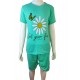 Pijama copii verde cu imprimeu floare tricou  si pantaloni scurti  PJCCF016
