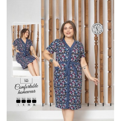 Capod Dama batal albastru cu nasturi si imprimeu cu flori  CPTD01 Capod Dama batal albastru cu nasturi si imprimeu cu flori  CPTD01