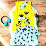 Pijama Dama Galbena cu Masca de dormit Maiou si Pantaloni Scurti Ballon PJD027