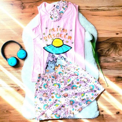 Pijama Dama Roz cu Masca de dormit Maiou si Pantaloni Scurti Cats PJD031 Pijama Dama Roz cu Masca de dormit Maiou si Pantaloni Scurti Cats PJD031