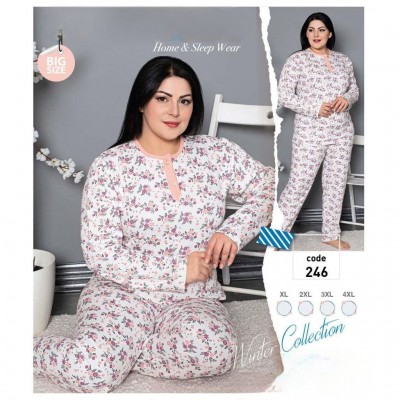 Pijama batal dama vatuita cu imprimeu flori si nasturi PJD079 Pijama batal dama vatuita cu imprimeu flori si nasturi PJD079