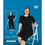 Pijama Dama neagra tricou si pantaloni trei sferturi PJD096