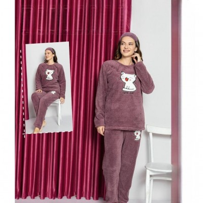 Pijama Cocolino Dama Verde cu imprimeu pisica si Masca Somn PJD103 Pijama Cocolino Dama Verde cu imprimeu pisica si Masca Somn PJD103