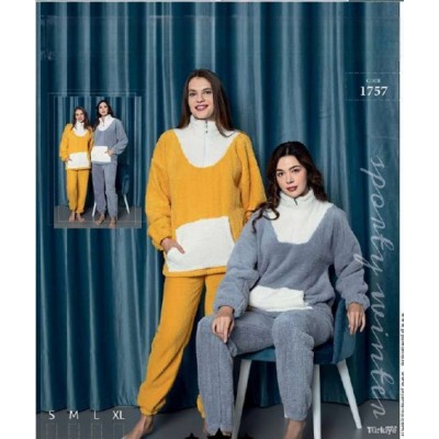 Pijama Cocolino Dama Galbena cu buzunar PJD104 Pijama Cocolino Dama Galbena cu buzunar PJD104