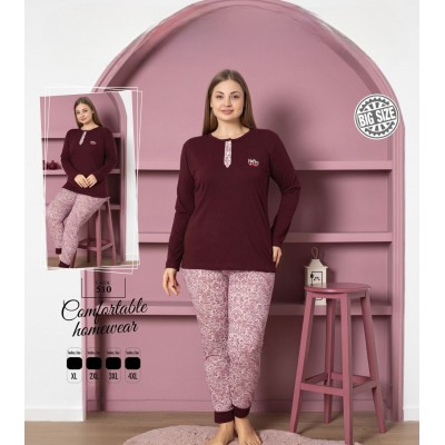 Pijama dama batal bluza visinie cu doi nasturi si pantaloni lungi  PJD108 Pijama dama batal bluza visinie cu doi nasturi si pantaloni lungi  PJD108