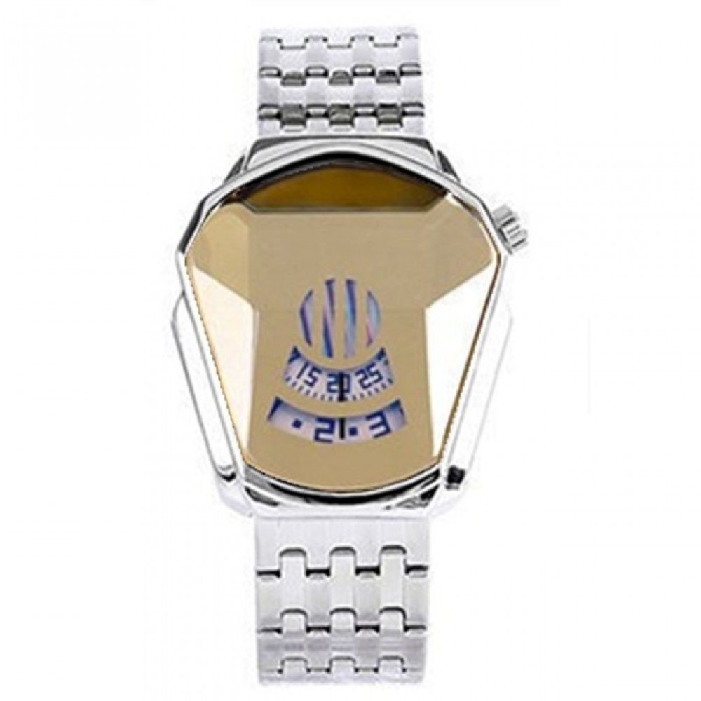 Ceas Barbatesc Sport Fashion Silver Gold cu bratara metalica argintie CBQZ009